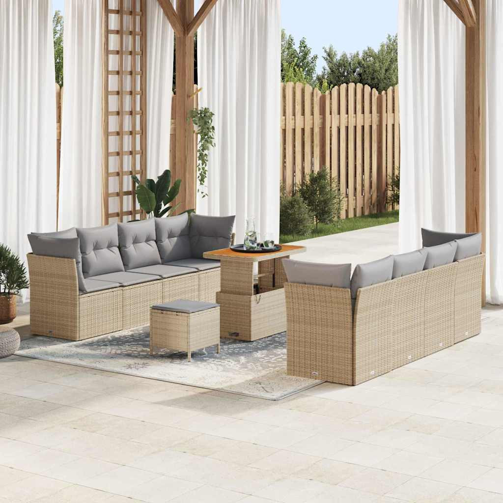 vidaXL Garten-Sofa-Set mit Kissen 11 pcs Beige und Hellgrau