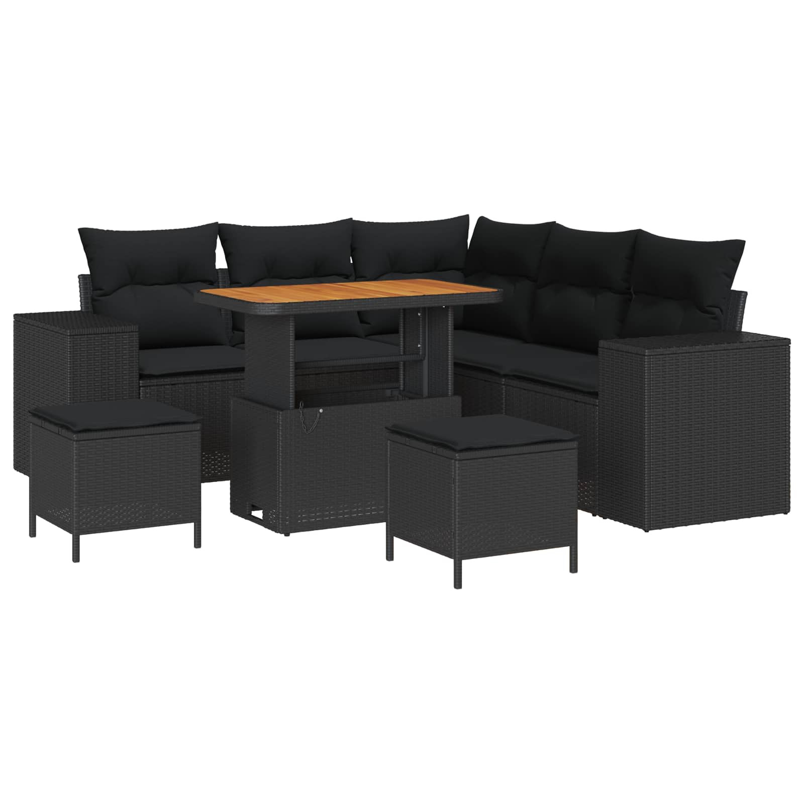 vidaXL Gartensofa-set mit Kissen 8 pcs Schwarz Poly-Rattan