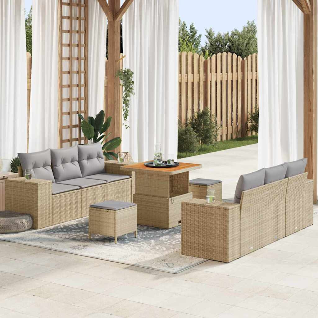 vidaXL Gartensofa-set Beige und Hellgrau 221 x 204 x 85 cm Poly Rattan