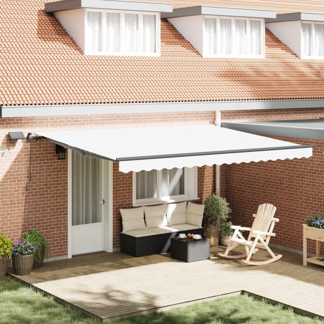 vidaXL Ausziehbare Markise Weiß 450 x 350 cm Stoff und Aluminium