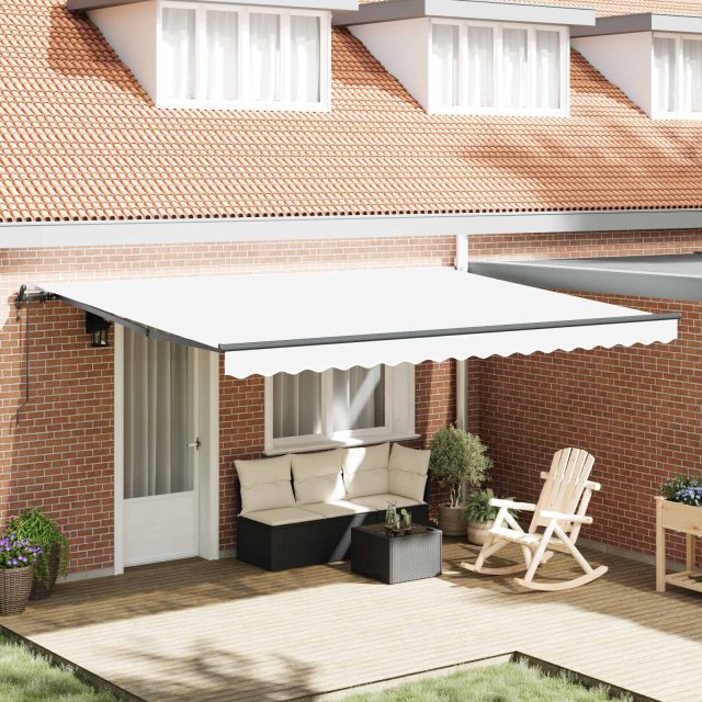 vidaXL Ausziehbare Markise Weiß 450 x 350 cm Stoff und Aluminium