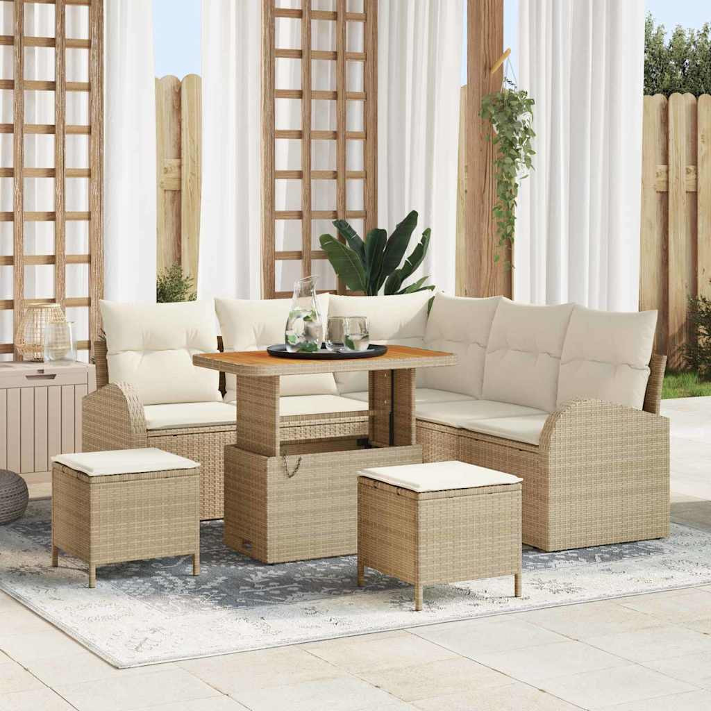 vidaXL Gartensofa-set mit Kissen 8 pcs Beige Poly-Rattan