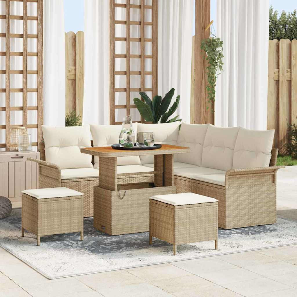 vidaXL Gartensofa-set mit Kissen 8 pcs Beige Poly-Rattan