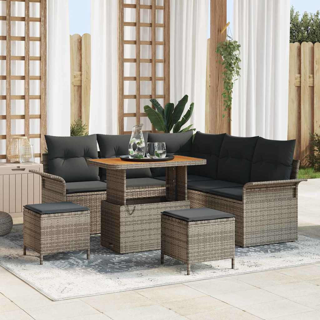 vidaXL Gartensofa-set mit Kissen 8 pcs Grau Poly-Rattan