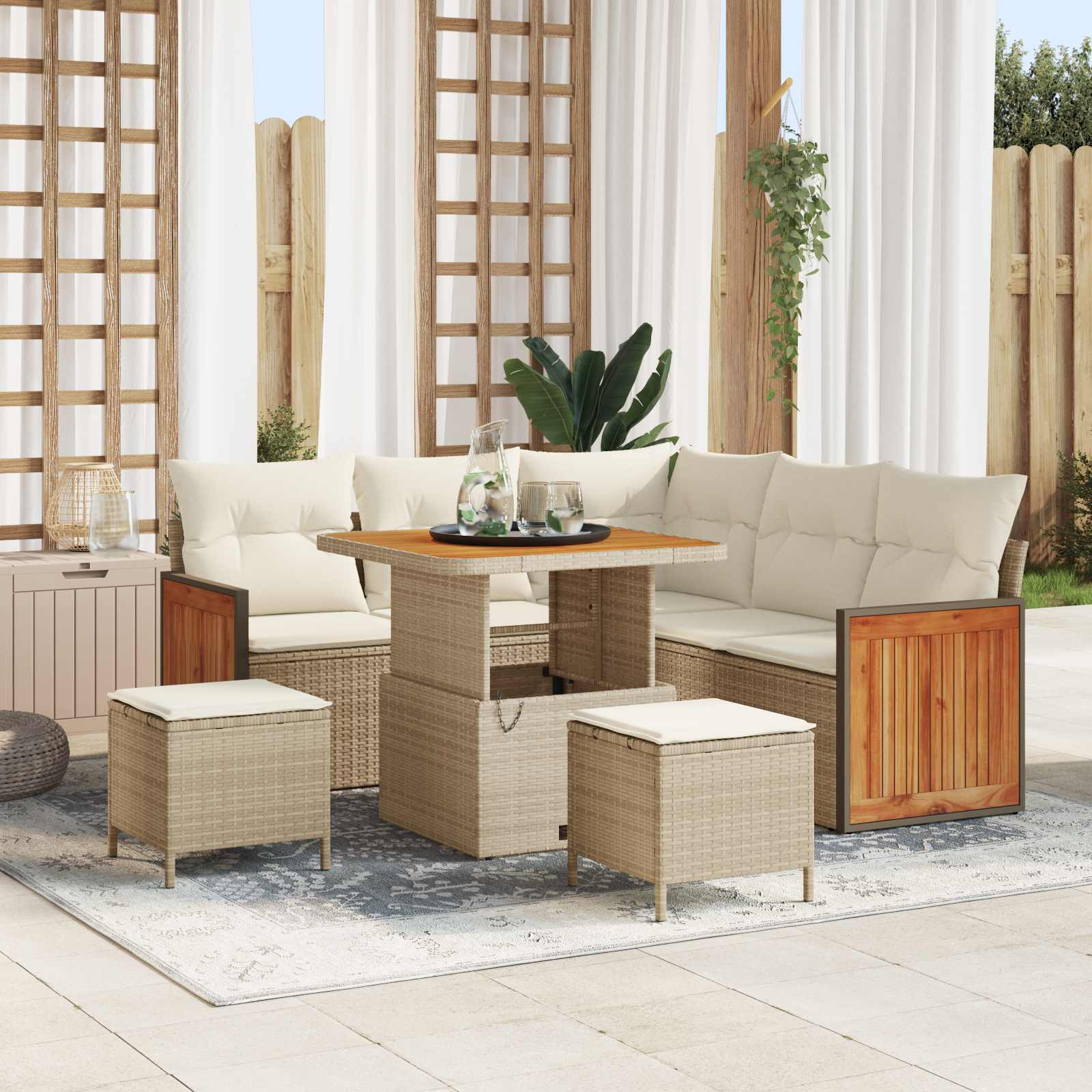 vidaXL Gartensofa-set mit Kissen 8 pcs Beige und Creme