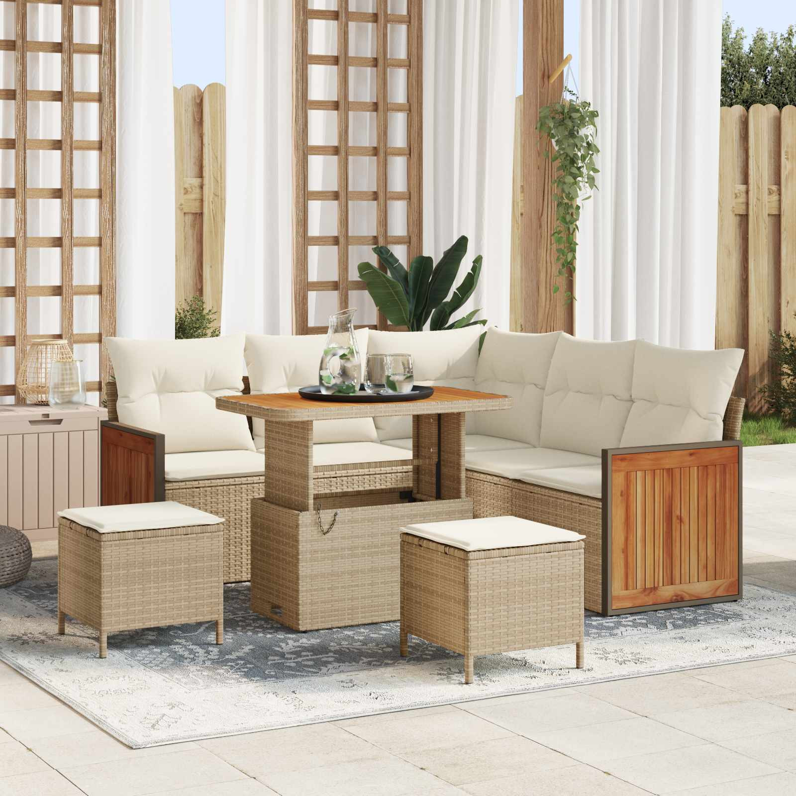 vidaXL Gartensofa-set mit Kissen 8 pcs Beige und Creme