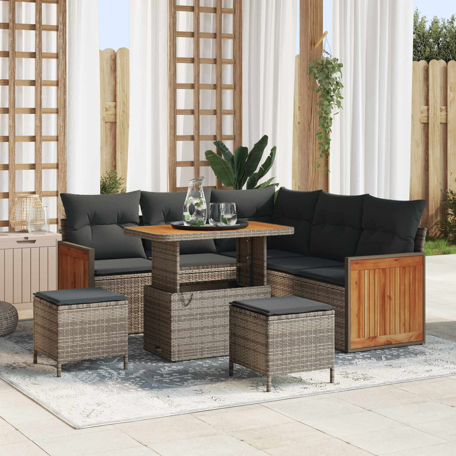 vidaXL Gartensofa-set mit Kissen 8 pcs Grau
