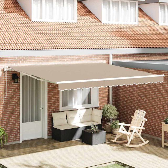 vidaXL Ausziehbare Markise Beige 400 x 350 cm Stoff und Aluminium