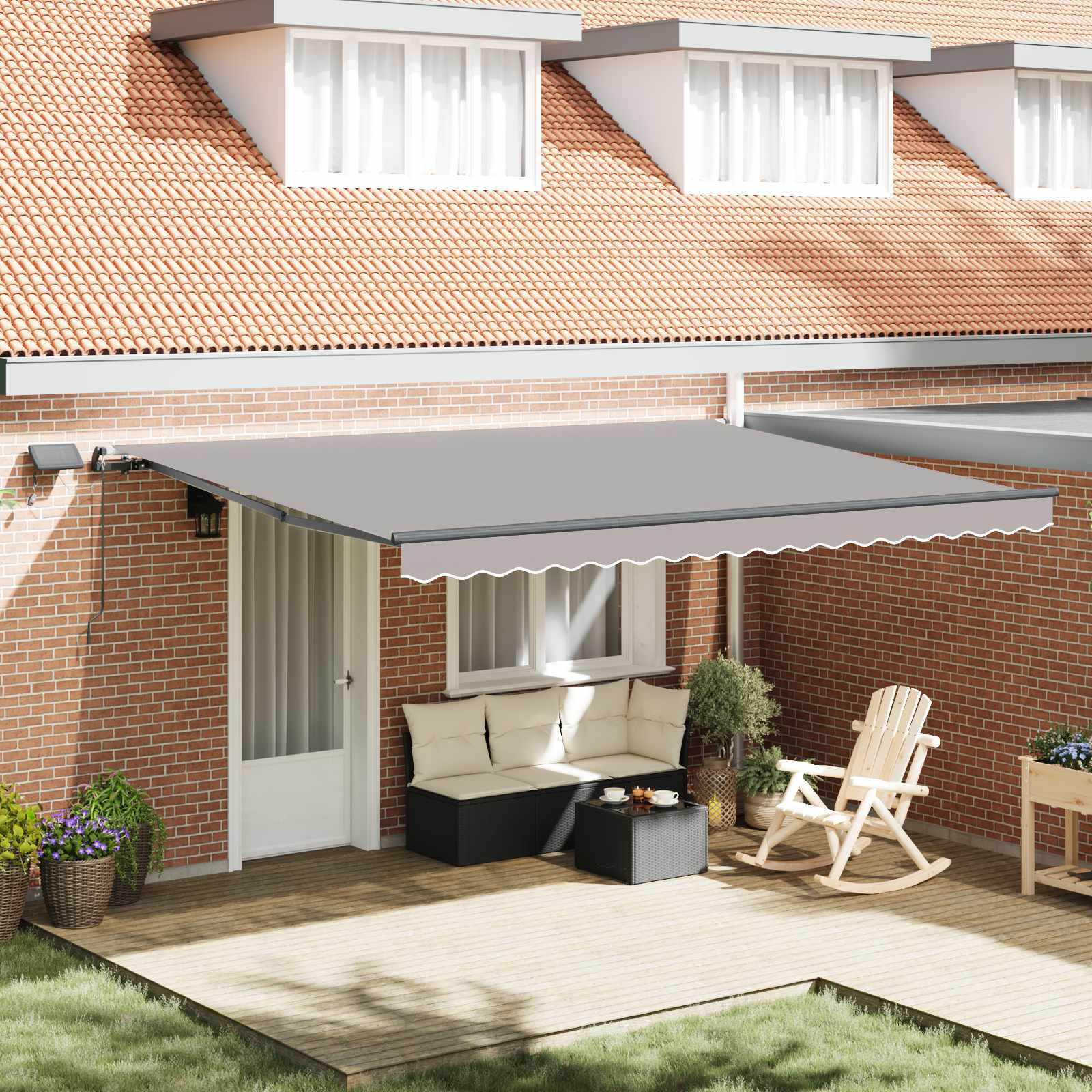 vidaXL Ausziehbare Markise Hellgrau 450 x 350 cm Stoff und Aluminium