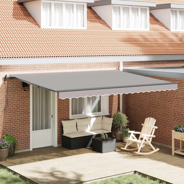 vidaXL Ausziehbare Markise Hellgrau 450 x 350 cm Stoff und Aluminium