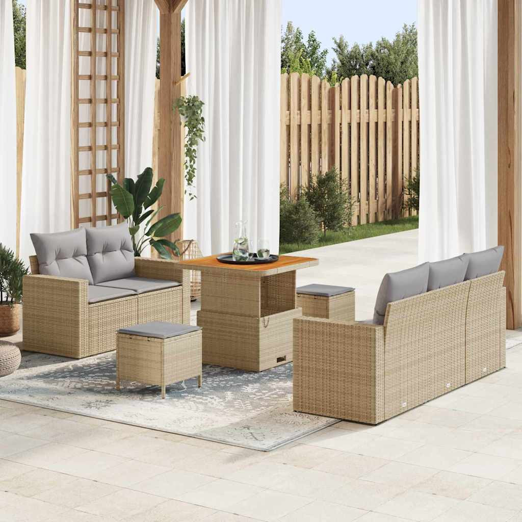 vidaXL Garten-Sofa-Set mit Kissen 8 pcs Beige und Hellgrau