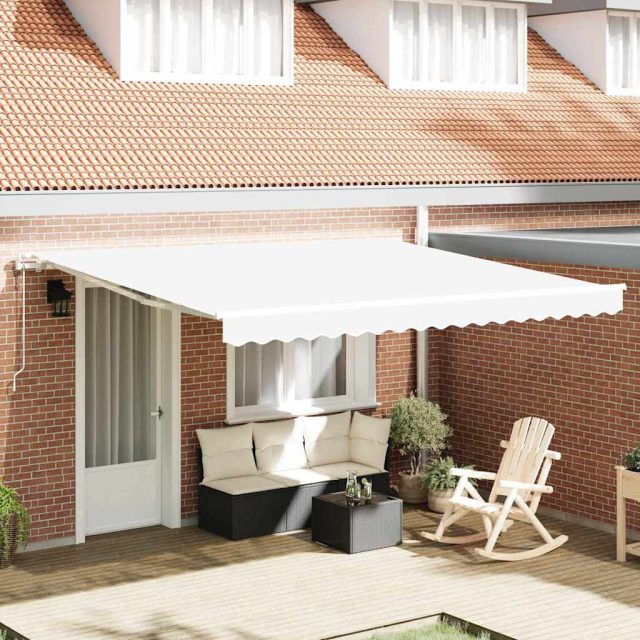 vidaXL Ausziehbare Markise Weiß 400 x 350 cm Stoff und Aluminium
