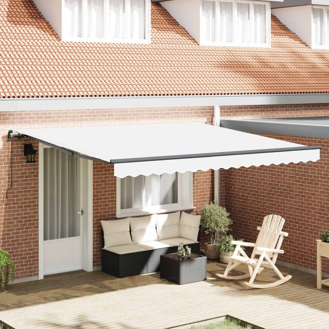 vidaXL Ausziehbare Markise Weiß 400 x 350 cm Polyester und Aluminium