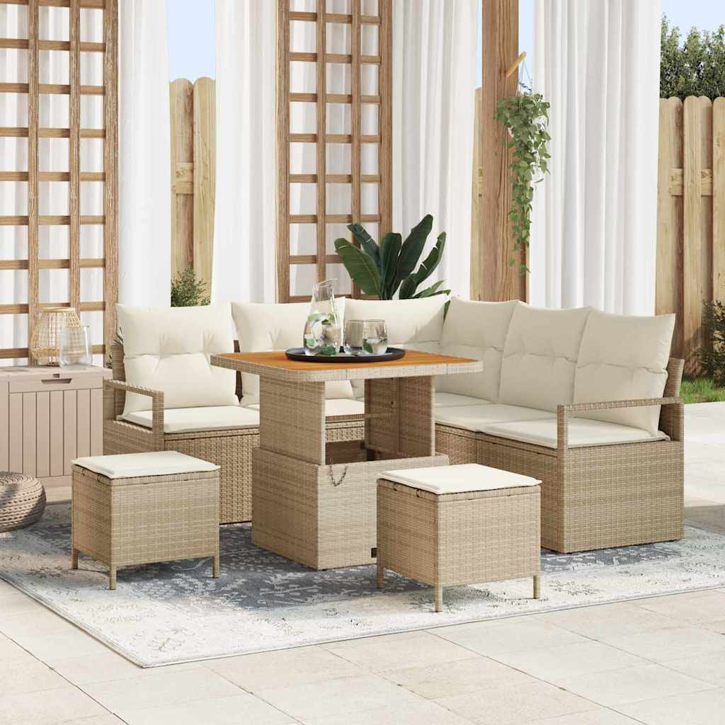 vidaXL Gartensofa-set mit Kissen 8 pcs Beige Poly-Rattan