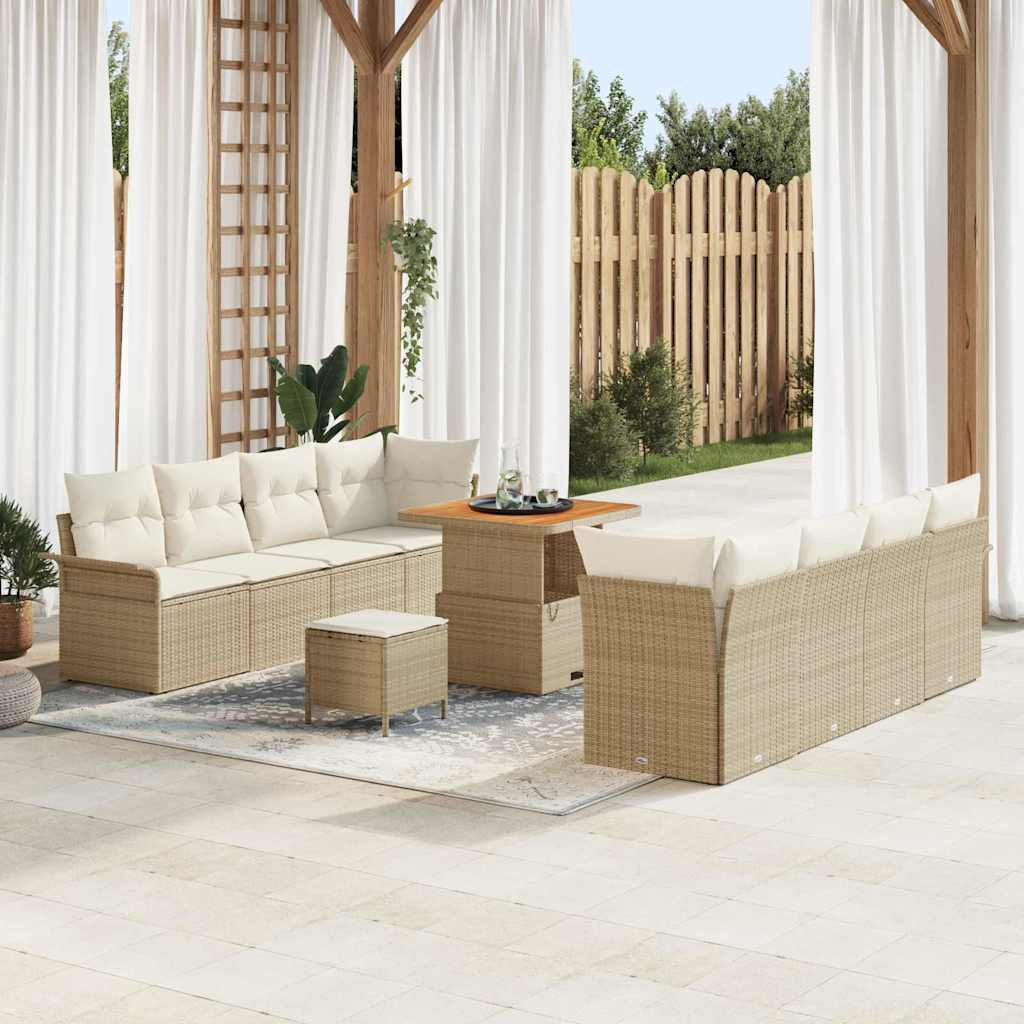 vidaXL Garten-Sofa-Set mit Kissen Beige und Creme 80 x 80 x 71 cm