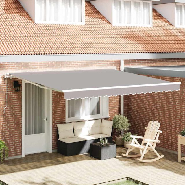vidaXL Ausziehbare Markise Hellgrau 400 x 350 cm Stoff und Aluminium