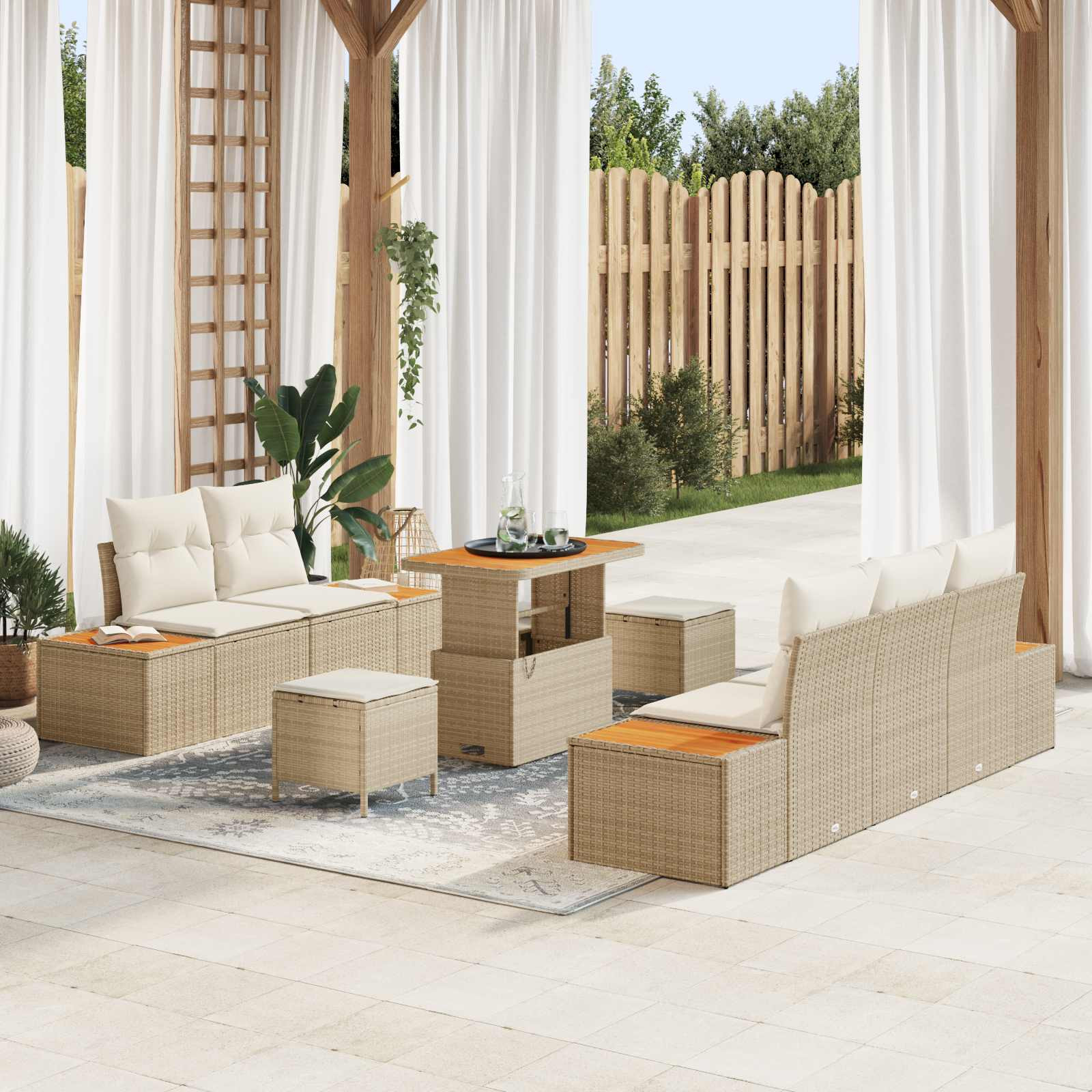 vidaXL Gartensofa-set mit Kissen 8 pcs Beige und Creme