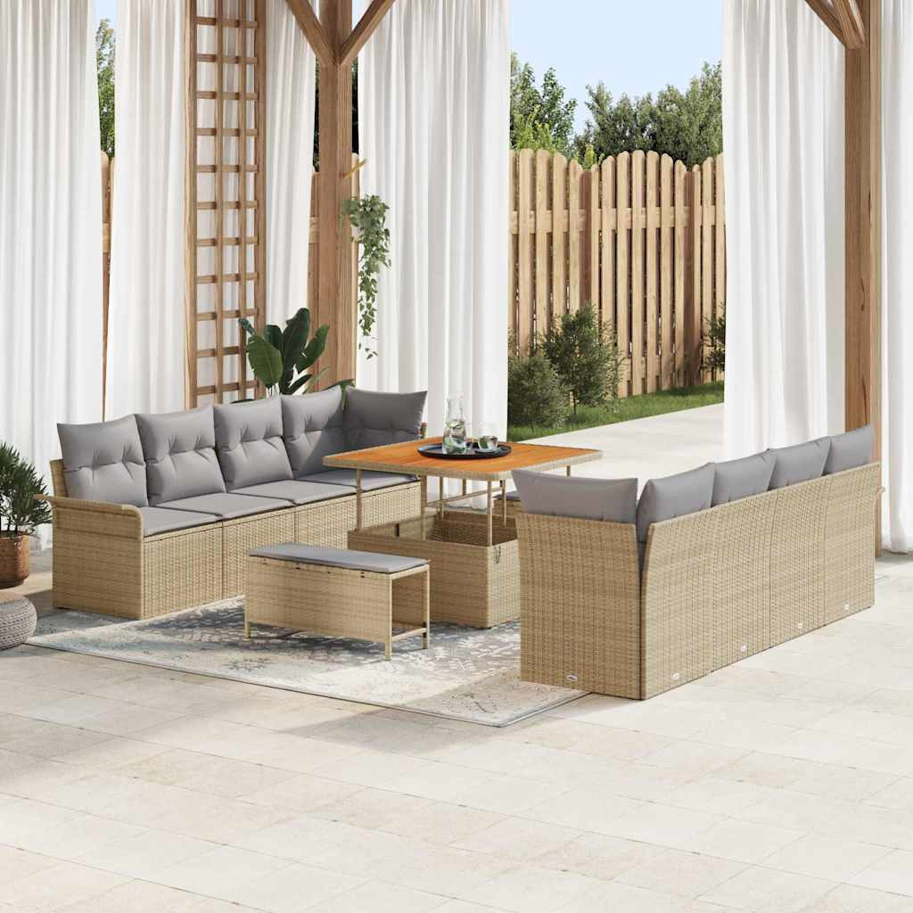 vidaXL Garten-Sofa-Set mit Kissen Beige und Hellgrau 100 x 100 x 71 cm