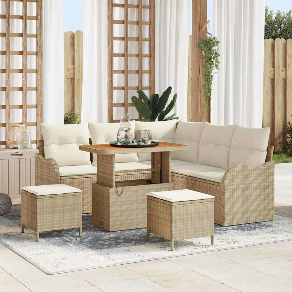 vidaXL Gartensofa-set mit Kissen 8 pcs Beige Poly-Rattan