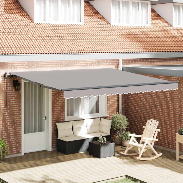 vidaXL Ausziehbare Markise Hellgrau 400 x 350 cm Stoff und Aluminium