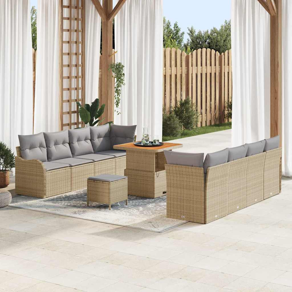 vidaXL Garten-Sofa-Set mit Kissen 11 pcs Beige und Hellgrau