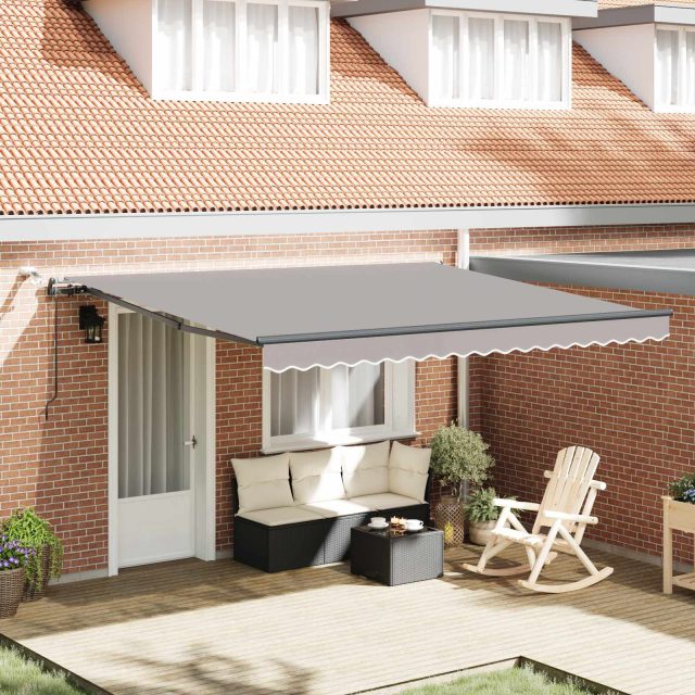vidaXL Ausziehbare Markise Hellgrau 400 x 350 cm Polyester