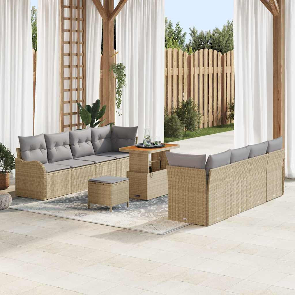 vidaXL Garten-Sofa-Set mit Kissen 11 pcs Beige und Hellgrau
