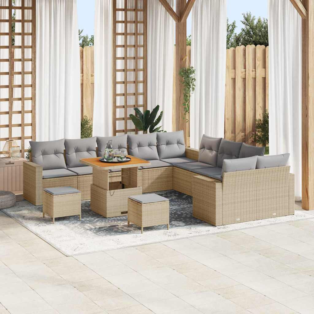 vidaXL Gartensofa-set mit Kissen 17 pcs Beige und Hellgrau Poly-Rattan
