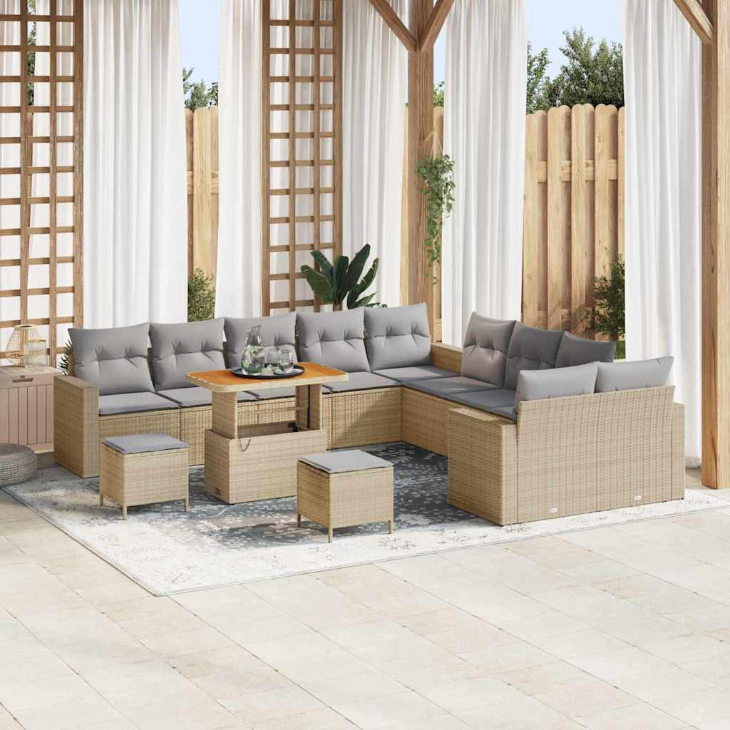 vidaXL Gartensofa-set mit Kissen 17 pcs Beige und Hellgrau Poly-Rattan