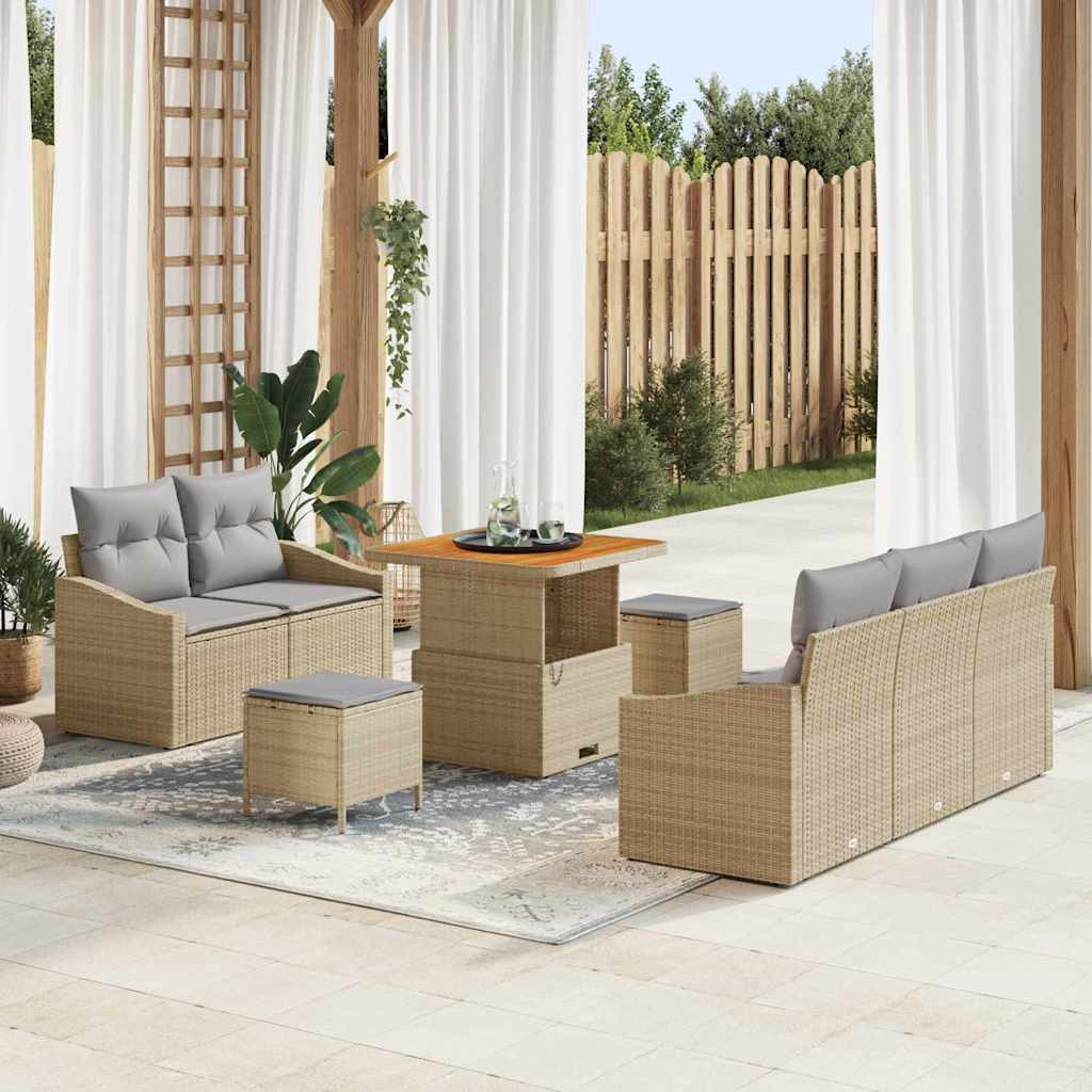 vidaXL Garten-Sofa-Set mit Kissen 8 pcs Beige und Hellgrau