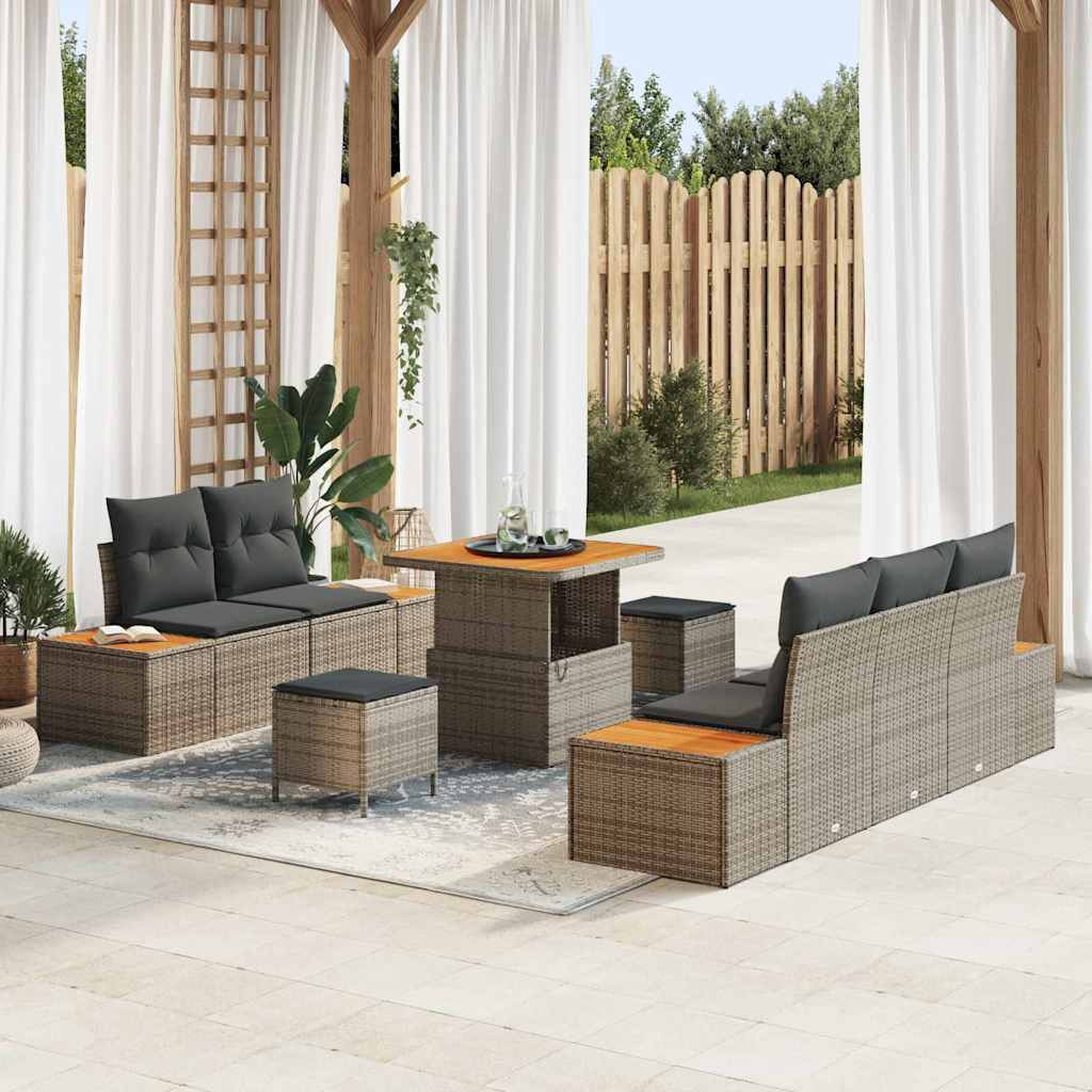 vidaXL Garten-Sofa-Set mit Kissen 8 pcs Hellgrau und Dunkelgrau