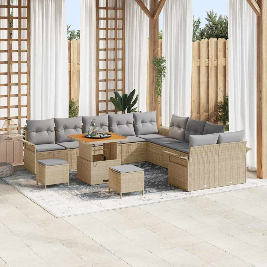 vidaXL Garten-Sofa-Set mit Kissen 13 pcs Beige und Hellgrau