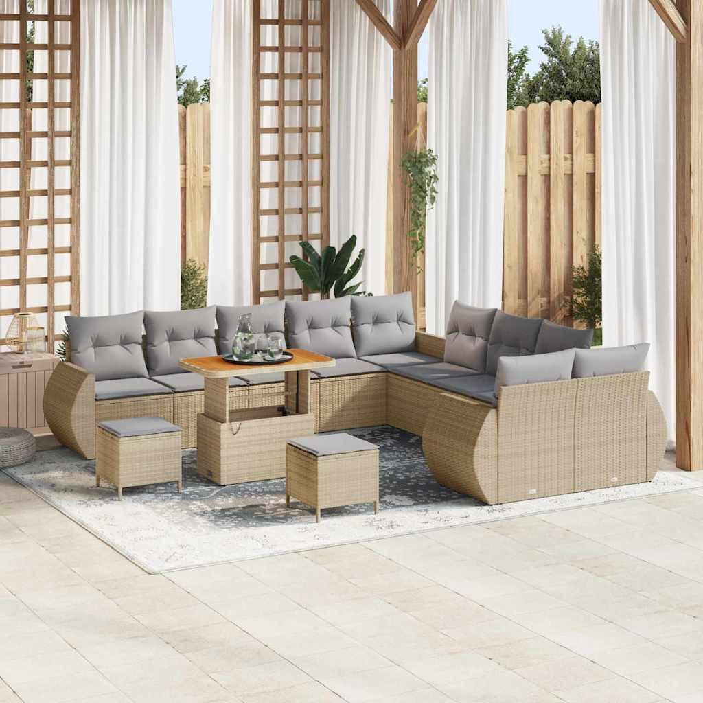 vidaXL Garten-Sofa-Set mit Kissen mit Kissen 13 pcs Beige und Hellgrau