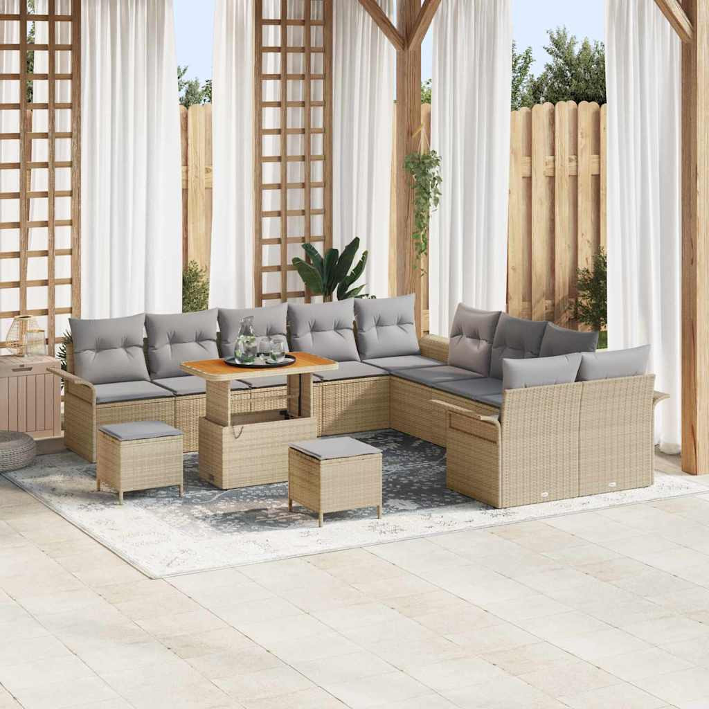 vidaXL Garten-Sofa-Set mit Kissen 13 pcs Beige und Hellgrau