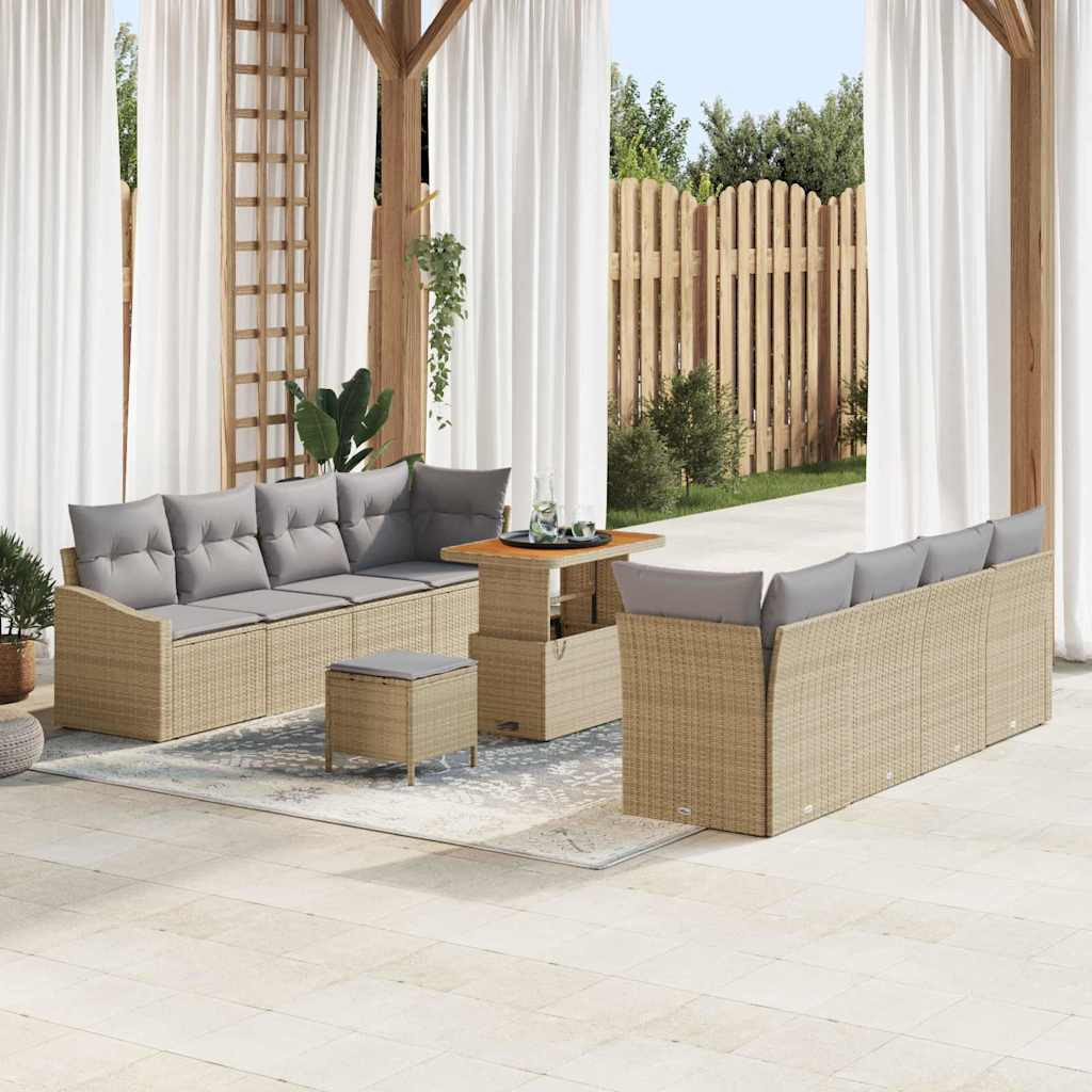 vidaXL Garten-Sofa-Set mit Kissen 11 pcs Beige und Hellgrau