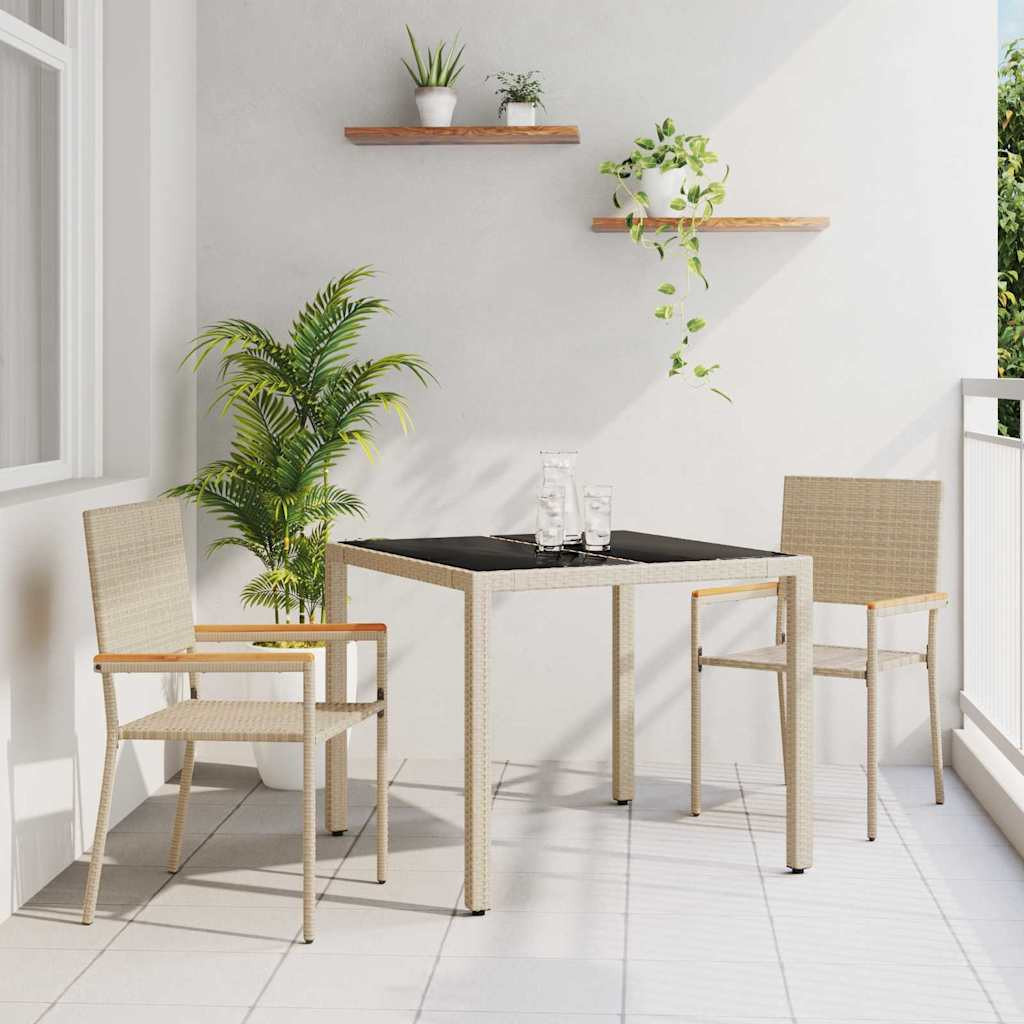 vidaXL Garten Essgruppe 3 pcs Beige Poly-Rattan