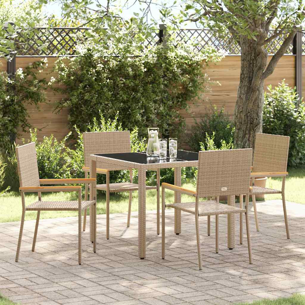vidaXL Garten Essgruppe 5 pcs Beige Poly-Rattan