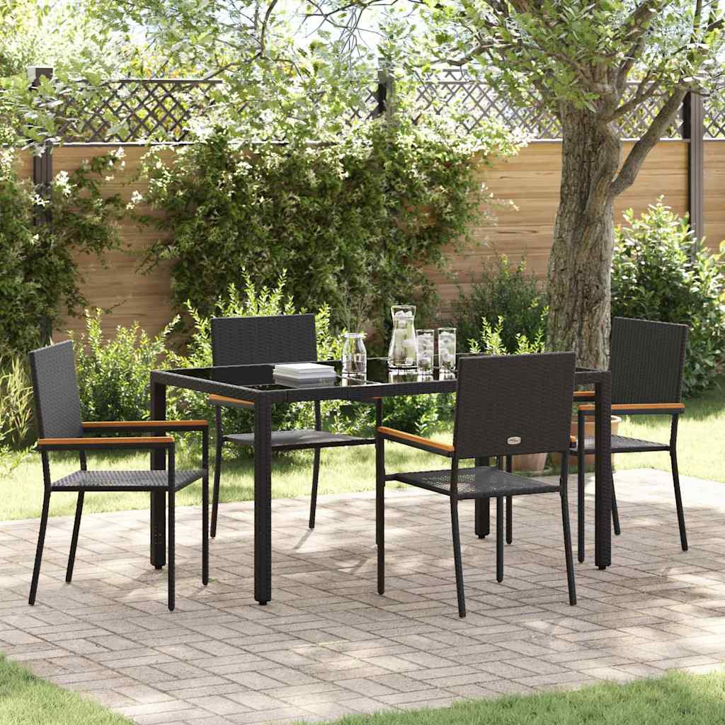 vidaXL Garten Essgruppe 5 pcs Schwarz Poly-Rattan
