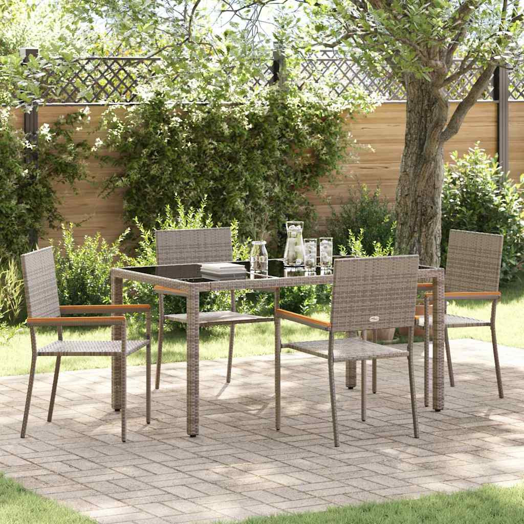 vidaXL Garten Essgruppe 5 pcs Grau Poly-Rattan