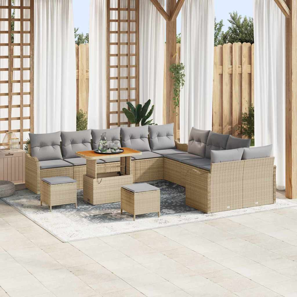 vidaXL Garten-Sofa-Set mit Kissen 13 pcs Beige und Hellgrau