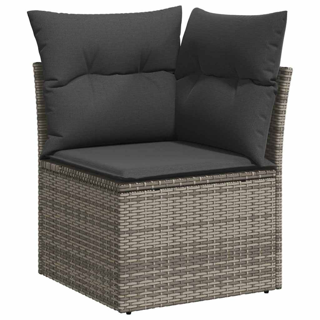 vidaXL Gartensofa-set mit Kissen mit Speicher 9 pcs Grau Poly Rattan