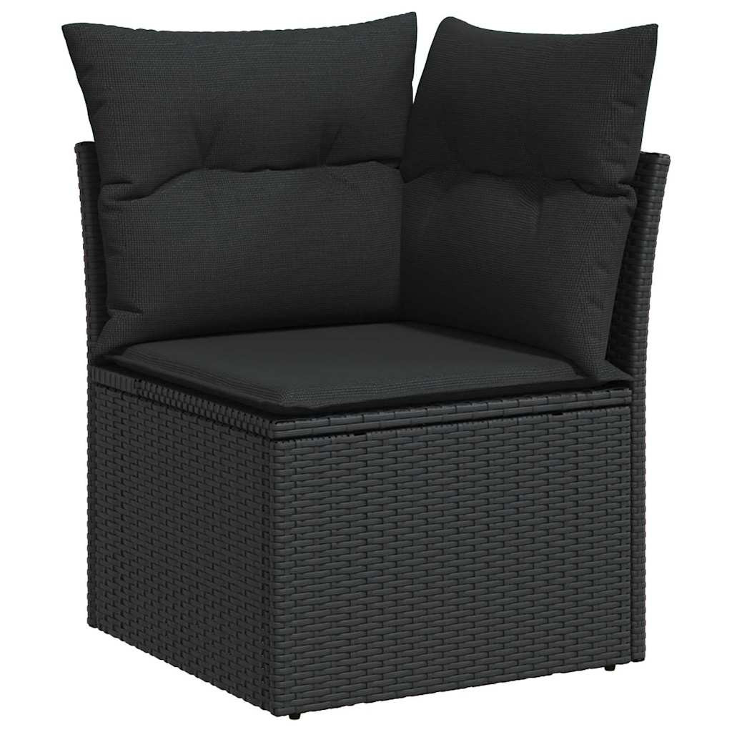 vidaXL Gartensofa-set mit Kissen 9 pcs Schwarz Poly Rattan