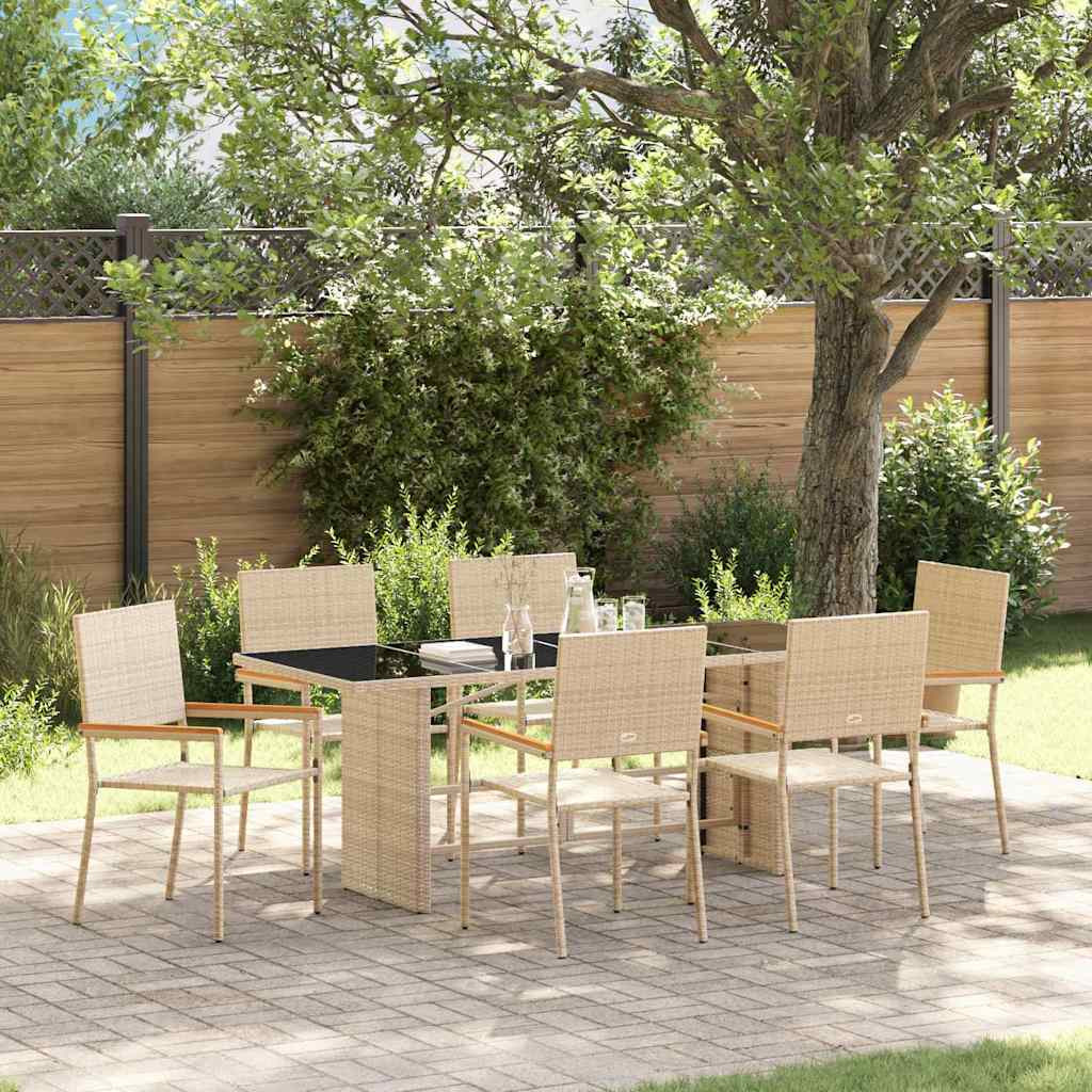 vidaXL Garten Essgruppe 7 pcs Beige Poly-Rattan