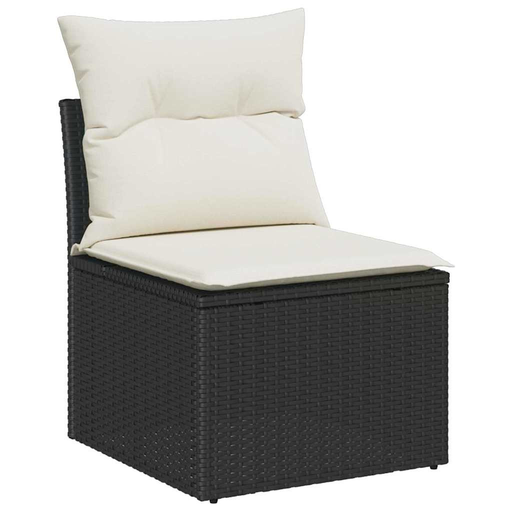 vidaXL Gartensofa-set mit Kissen 12 pcs Schwarz Poly Rattan