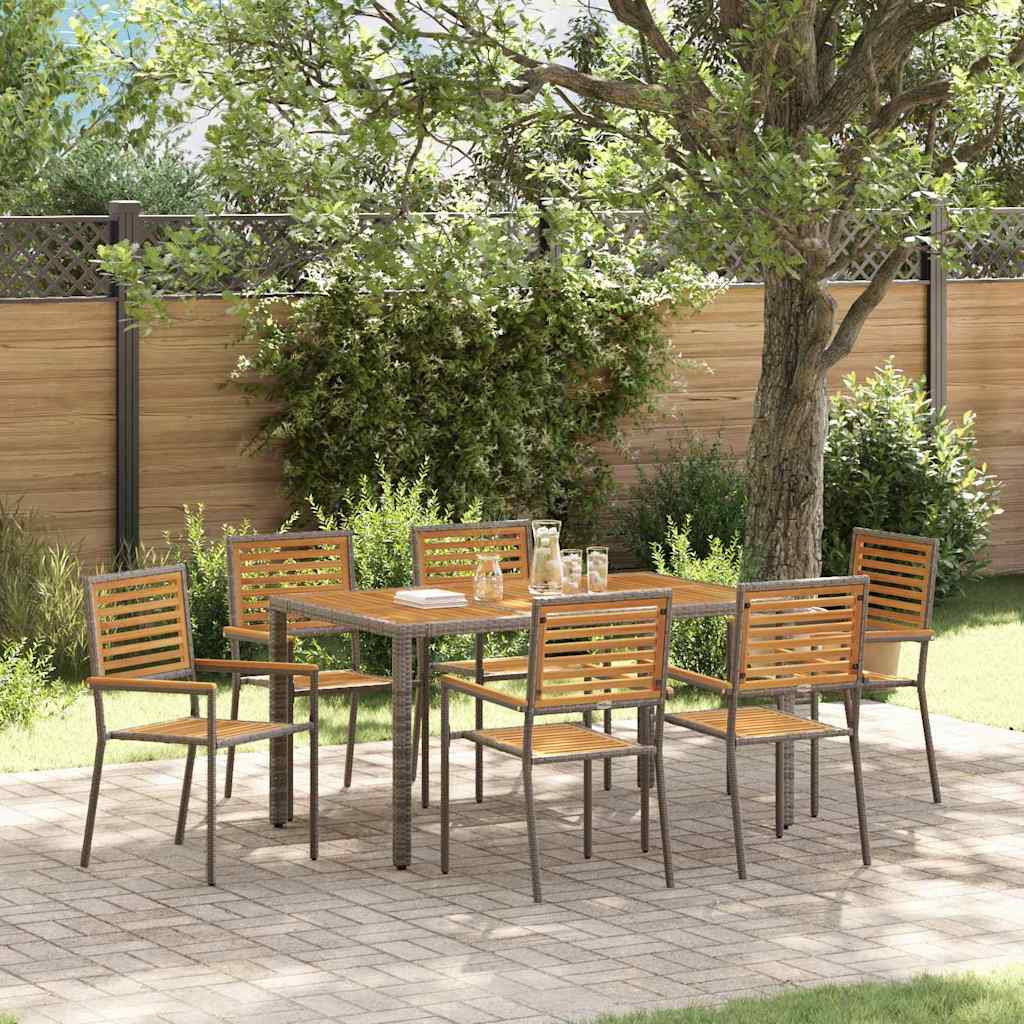 vidaXL Garten Essgruppe 7 pcs Grau und Braun Poly-Rattan