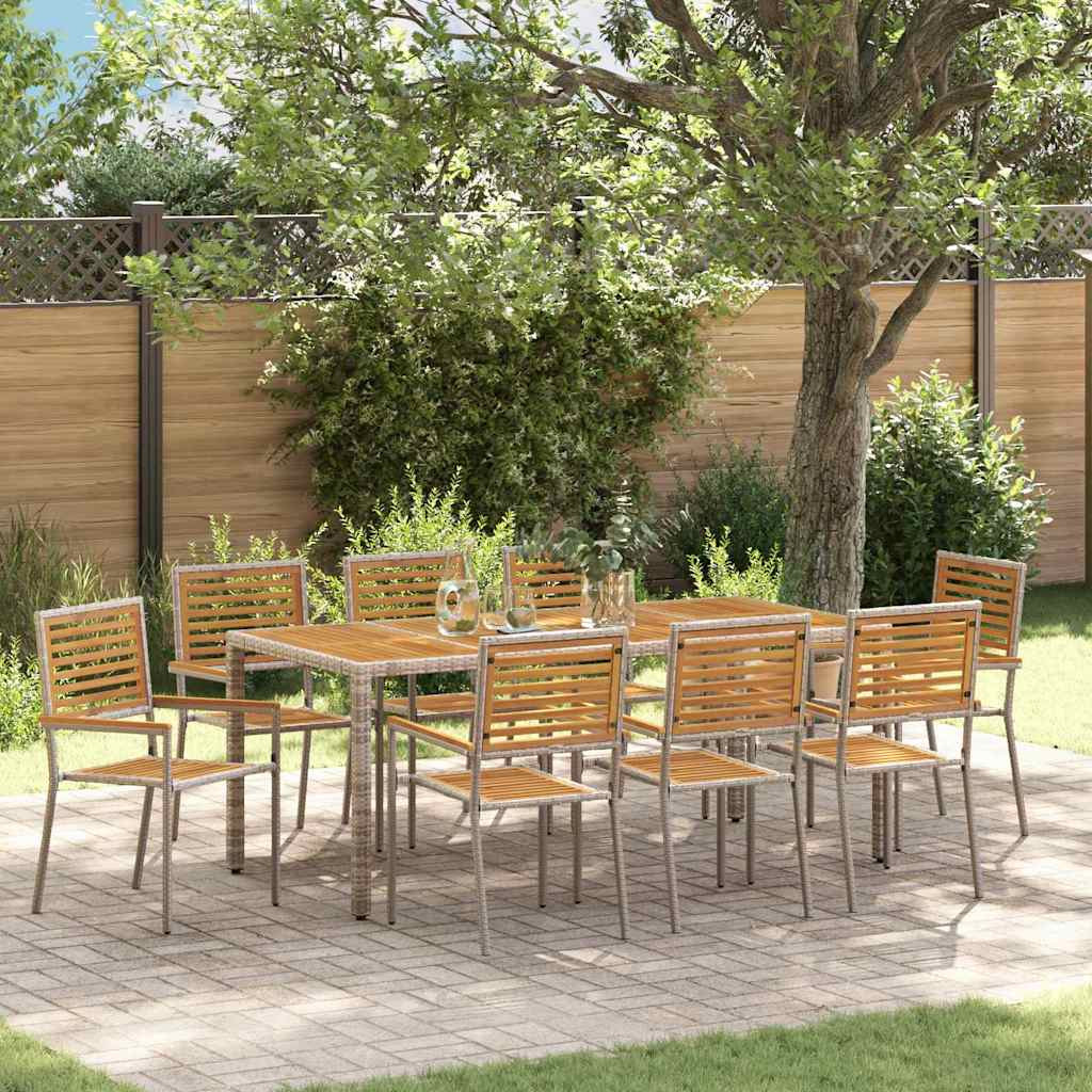 vidaXL Garten Essgruppe 9 pcs Grau und Braun Poly-Rattan