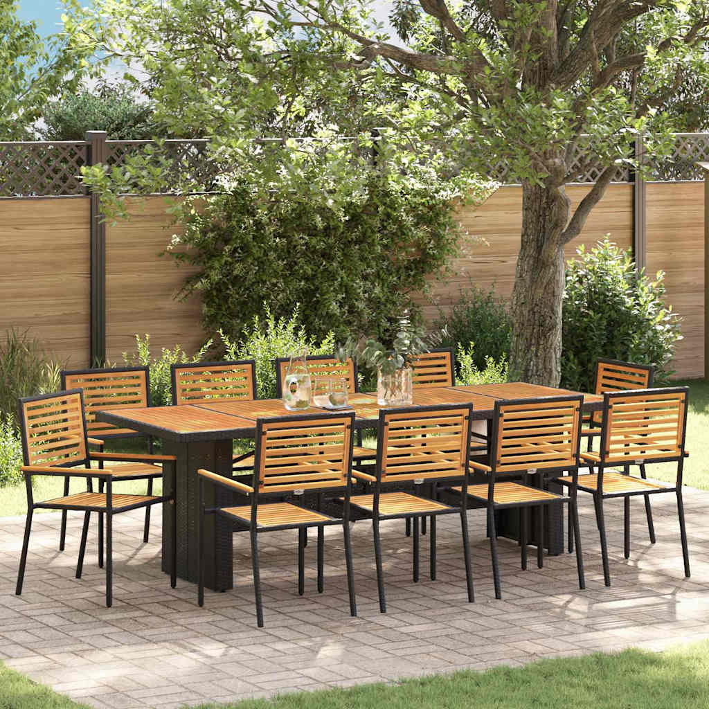 vidaXL Garten Essgruppe 11 pcs Schwarz und Braun Poly-Rattan