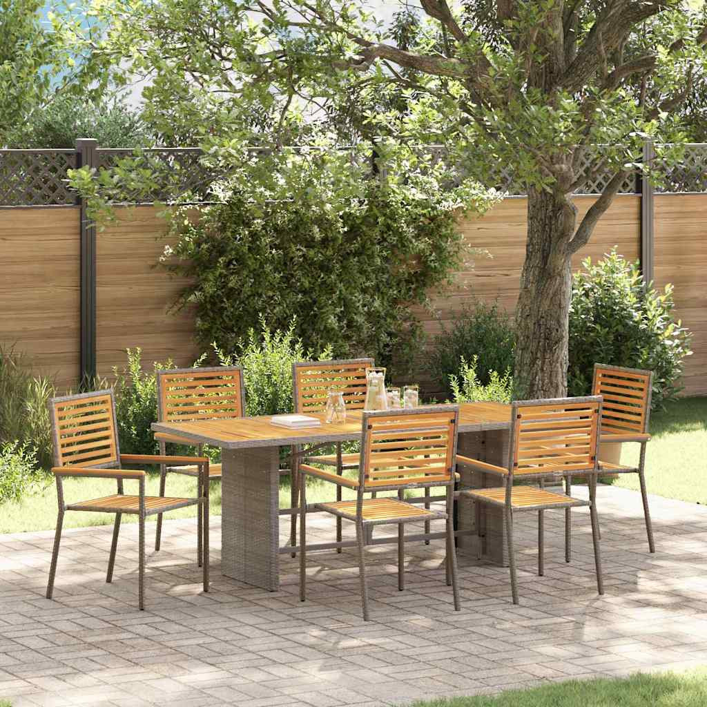 vidaXL Garten Essgruppe 7 pcs Grau und Braun Poly-Rattan