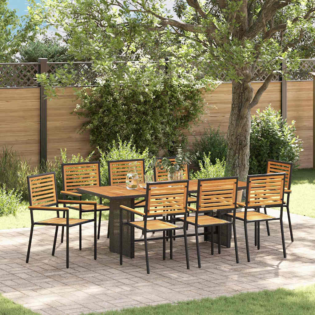vidaXL Garten Essgruppe 9 pcs Schwarz und Braun Poly-Rattan