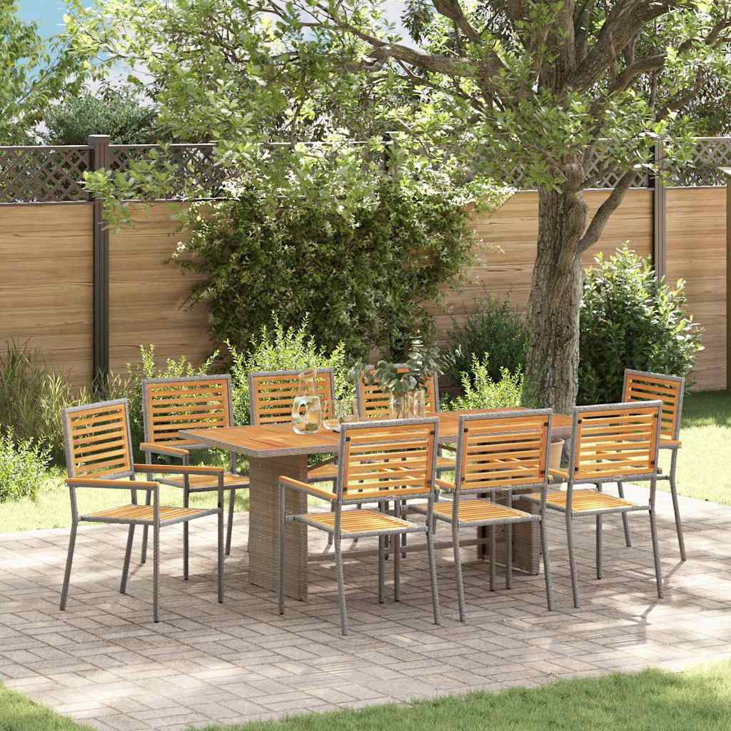 vidaXL Garten Essgruppe 9 pcs Grau und Braun Poly-Rattan